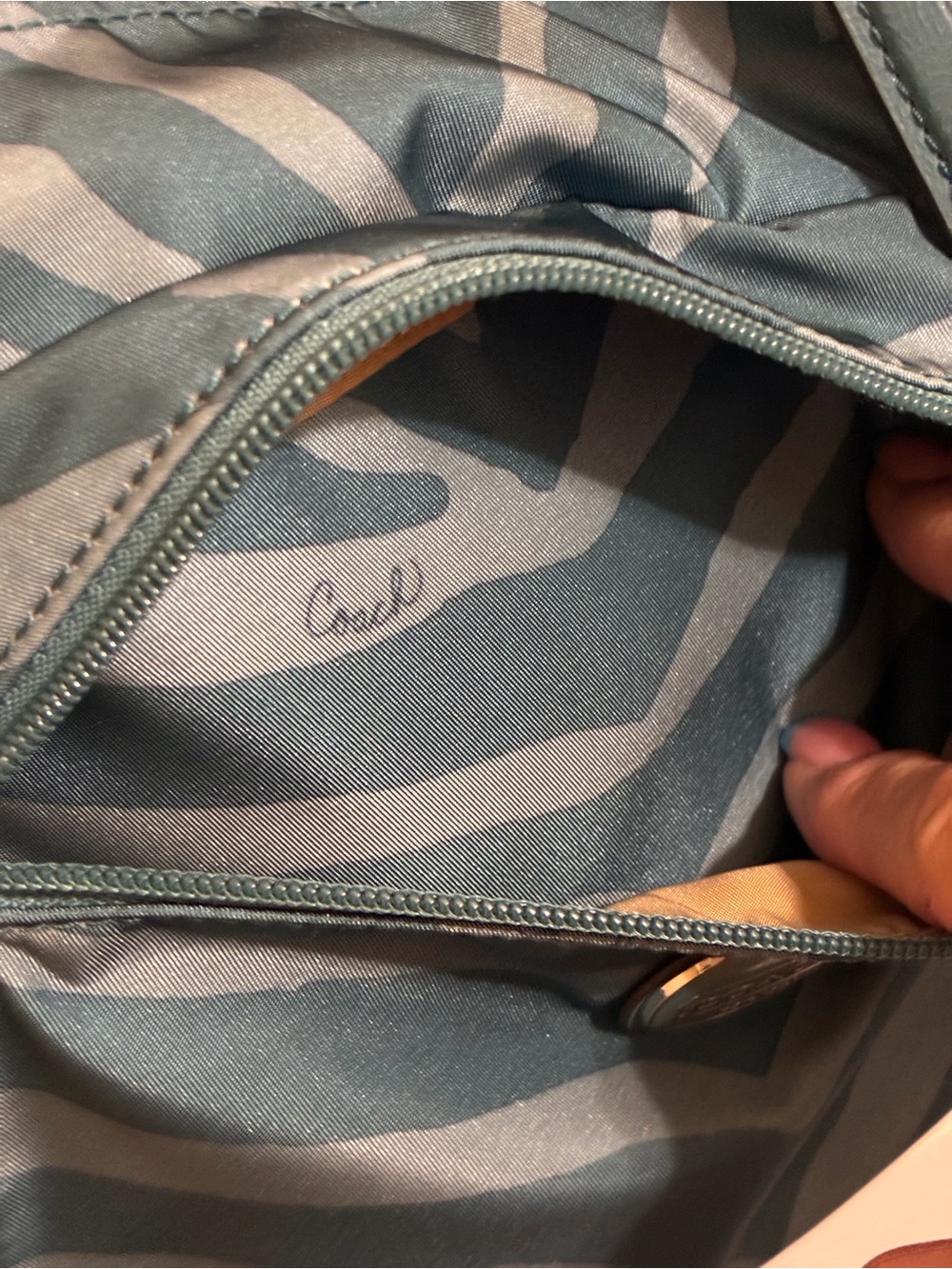 Coach Teal Zebra-Print nylon Crossbody Shoulder Bag - Picture 6 of 10